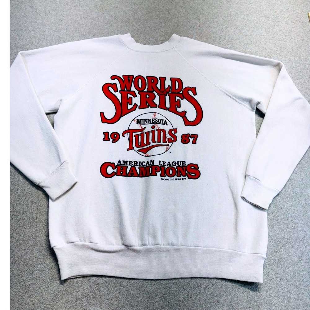 Pannill Sweatshirt Mens XL‎ White 1987 Minnesota Twins World Series Champions